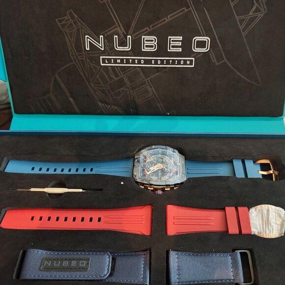 Nubeo Men's 48mm Magellan Chronograph Limited Edition Watch with Rubber Straps - Picture 1 of 14